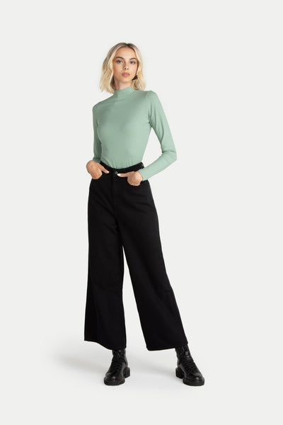 Wide Cropped Jeans BARLERIA Black Overdyed