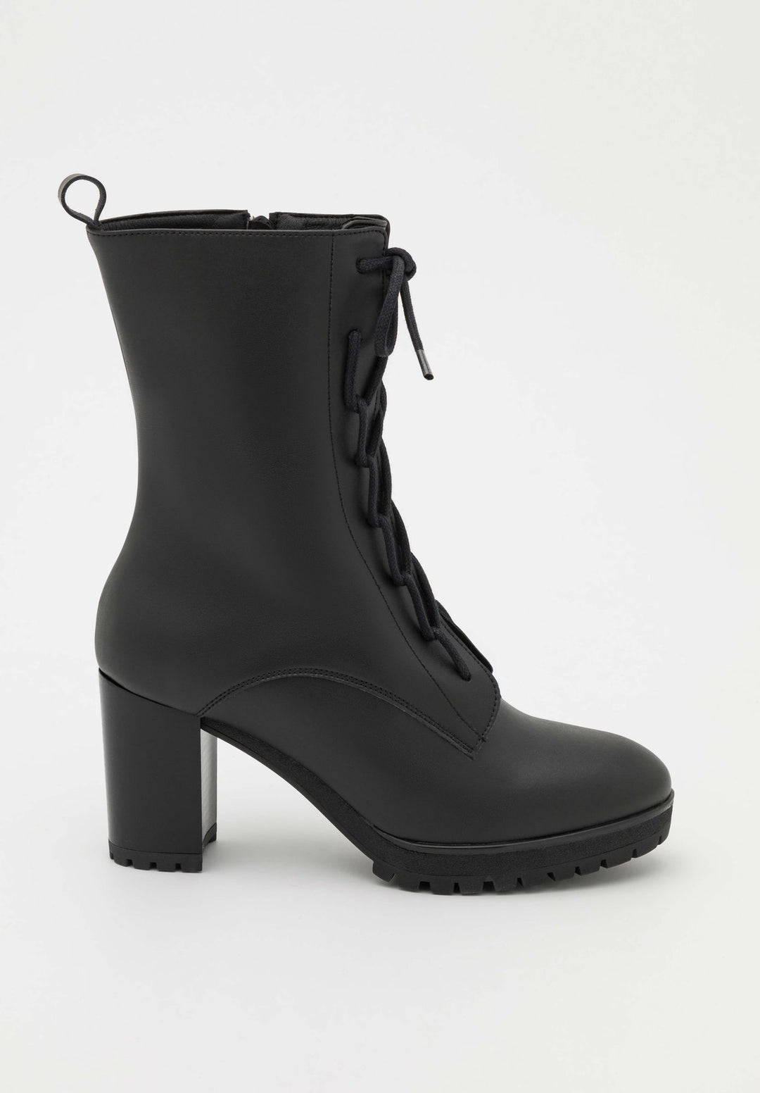 High heel black fashion combat boots