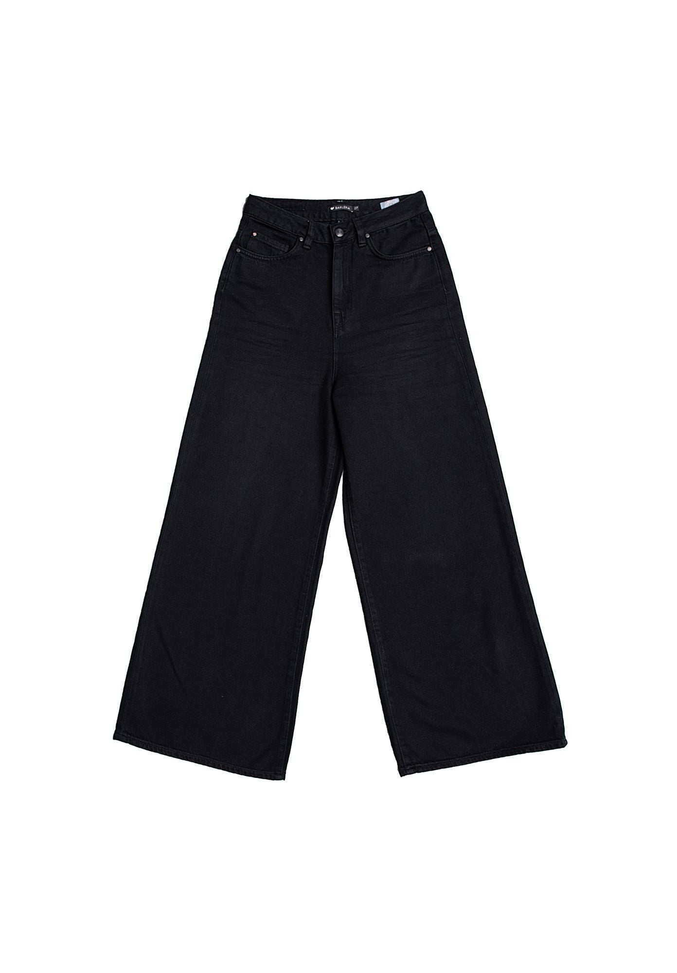 Wide Cropped Jeans BARLERIA Black Overdyed